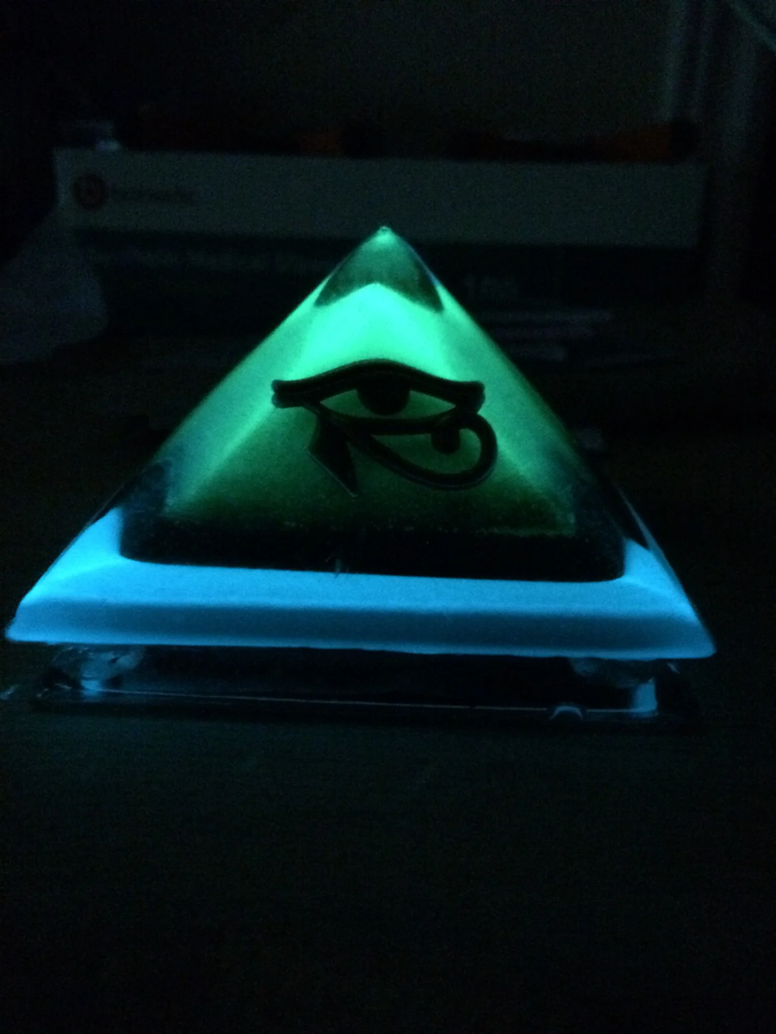 Illuminated pyramid artwork by Patrice Blouin