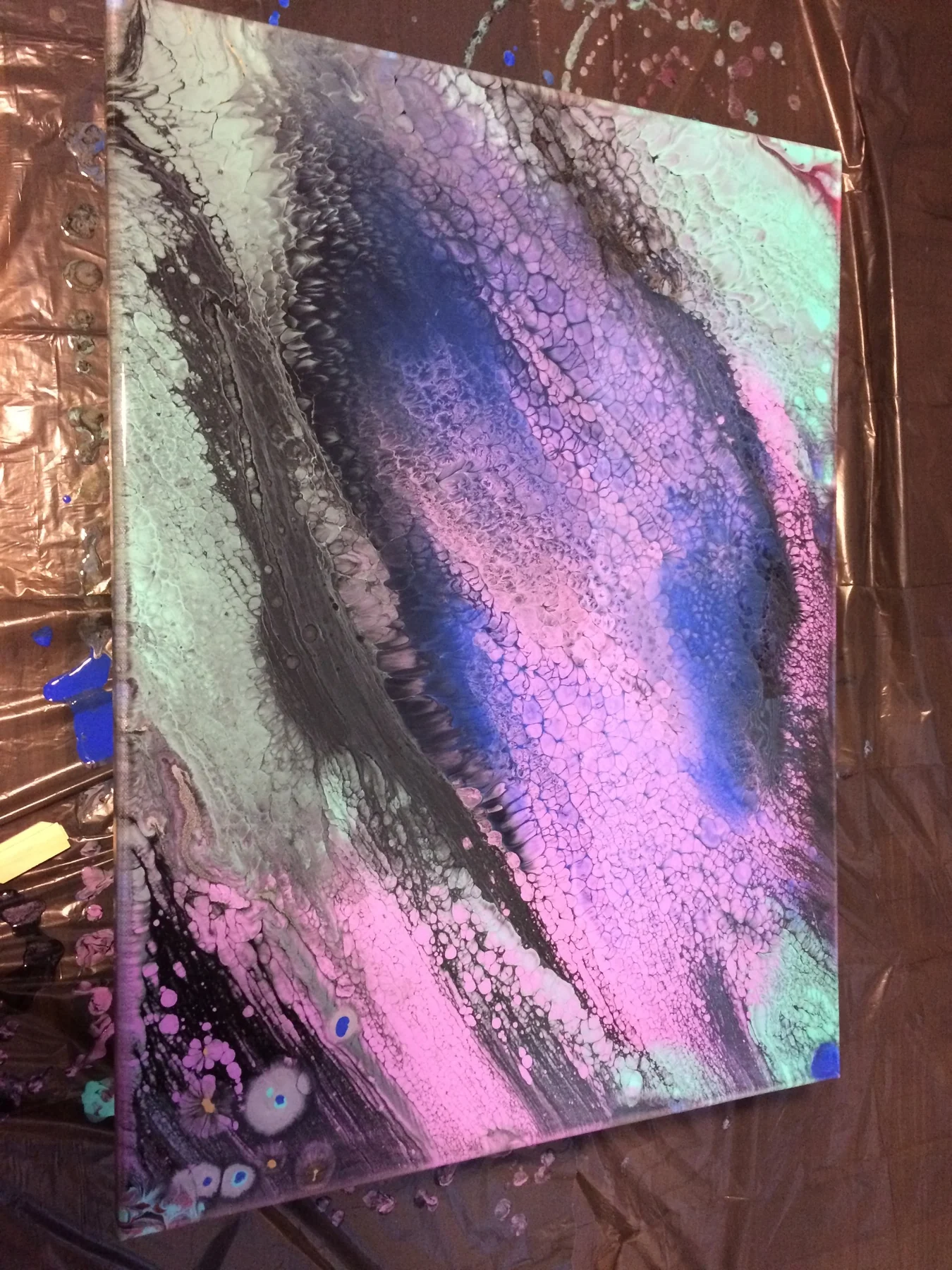 Purple, black and pink abstract painting