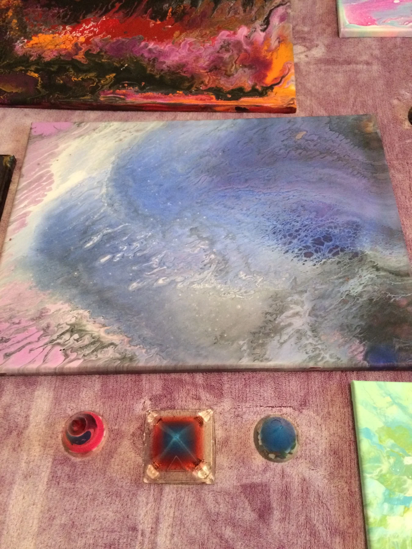 Blue and silver abstract painting