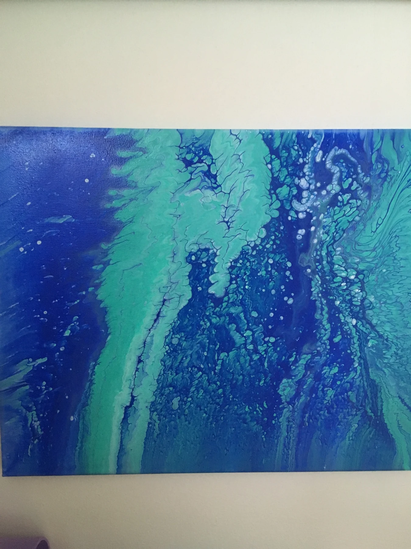 Blue and turquoise cellular fluid painting