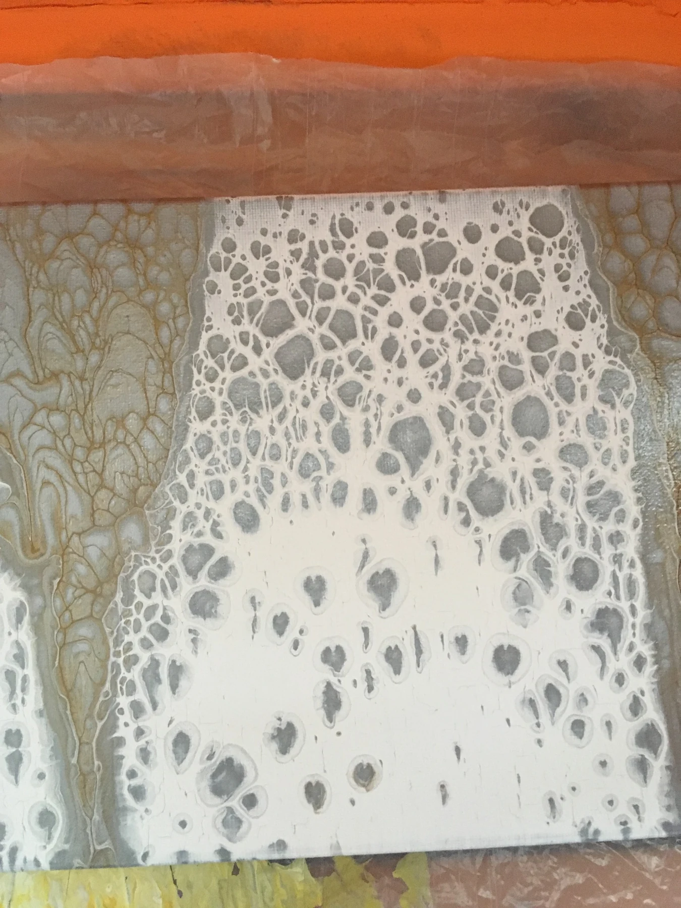 Group of seven small fluid paintings